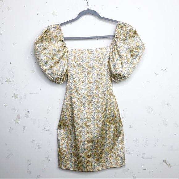 𝅺Zara satin floral puffed sleeve mini dress - Picture 11 of 16